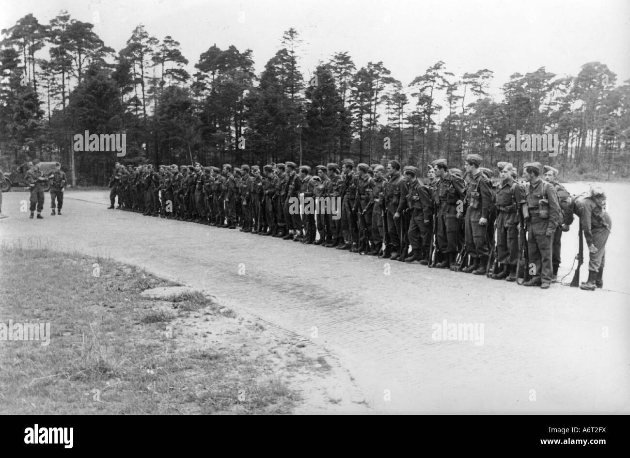 Eventi, dopoguerra, occupazione, zona di occupazione britannica, arrivo di soldati danesi a Jacker Baracks, 25.6.1947, Foto Stock