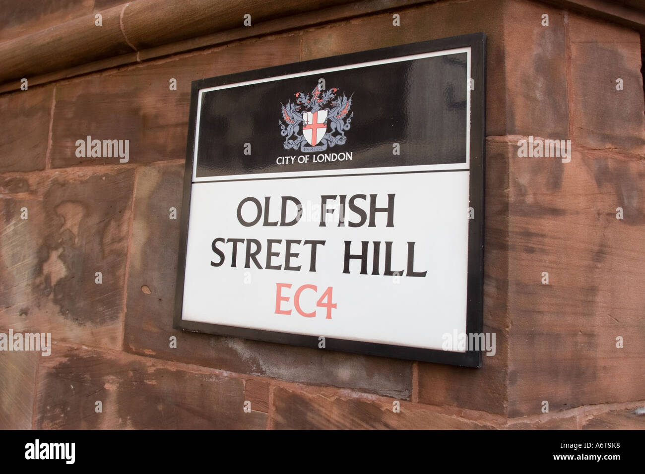 Pesce vecchio Street Hill CE4 cartello stradale nella città di Londra GB UK Foto Stock