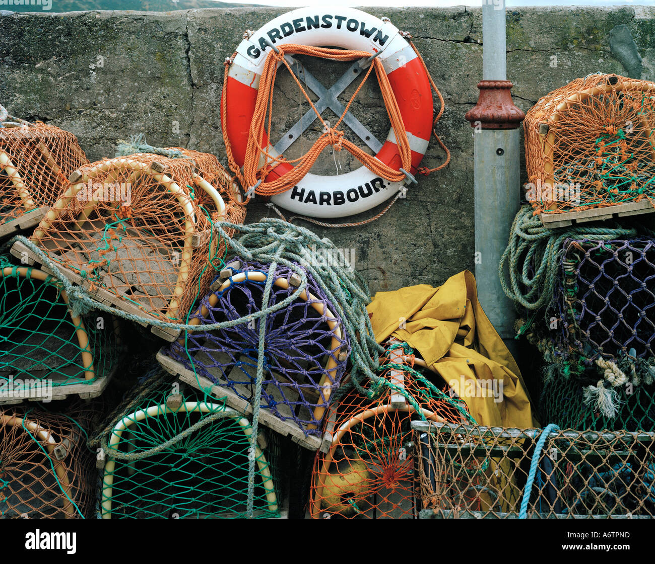 Scena di Gardenstown Harbour Foto Stock