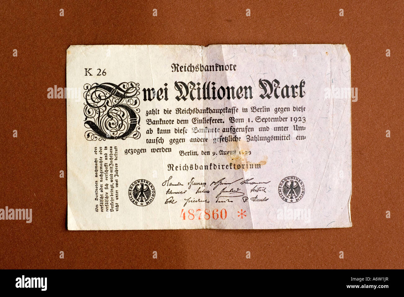 Vecchia banconota tedesca del 1923 Foto Stock