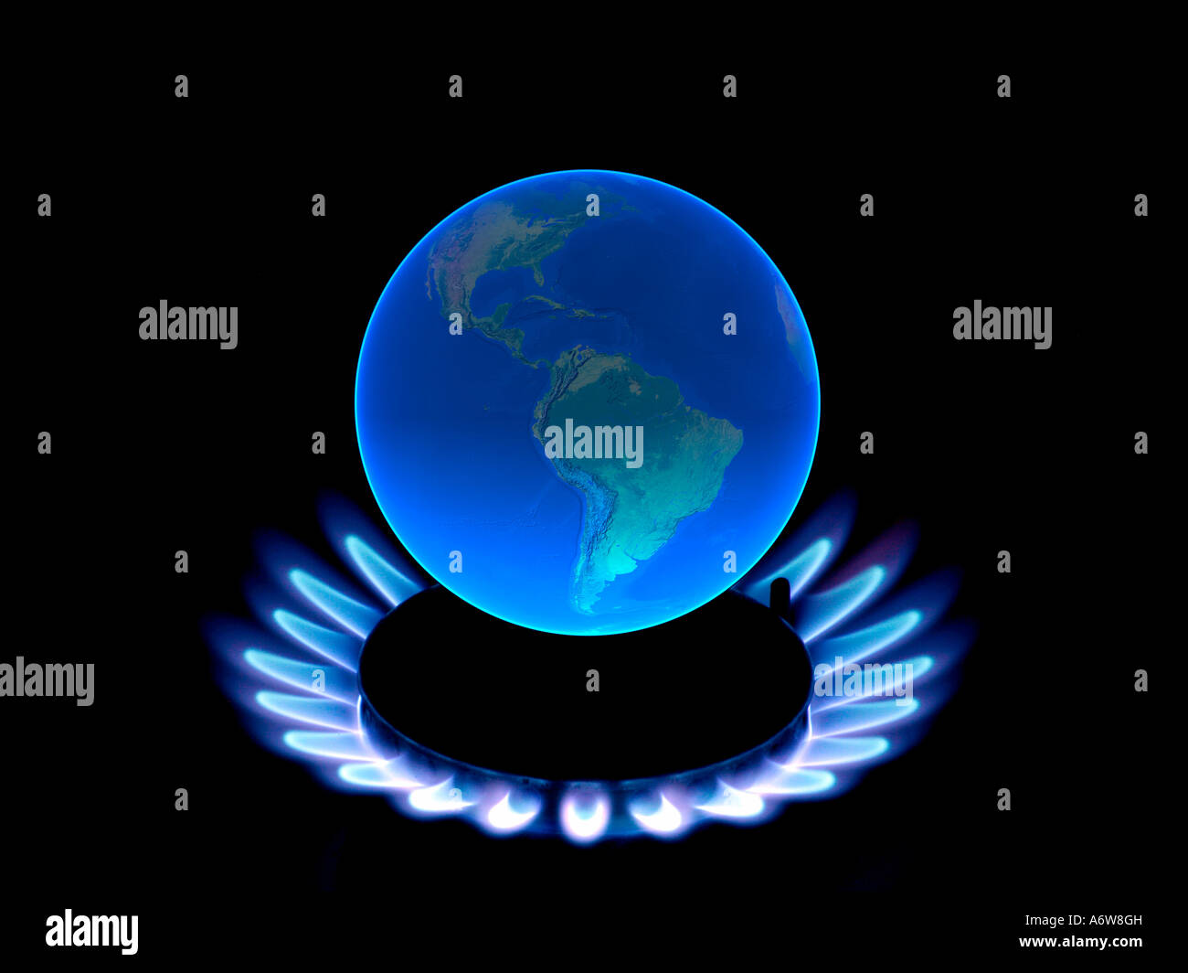Globo terrestre con fiamme, simbolo per il riscaldamento globale e i  cambiamenti climatici Foto stock - Alamy
