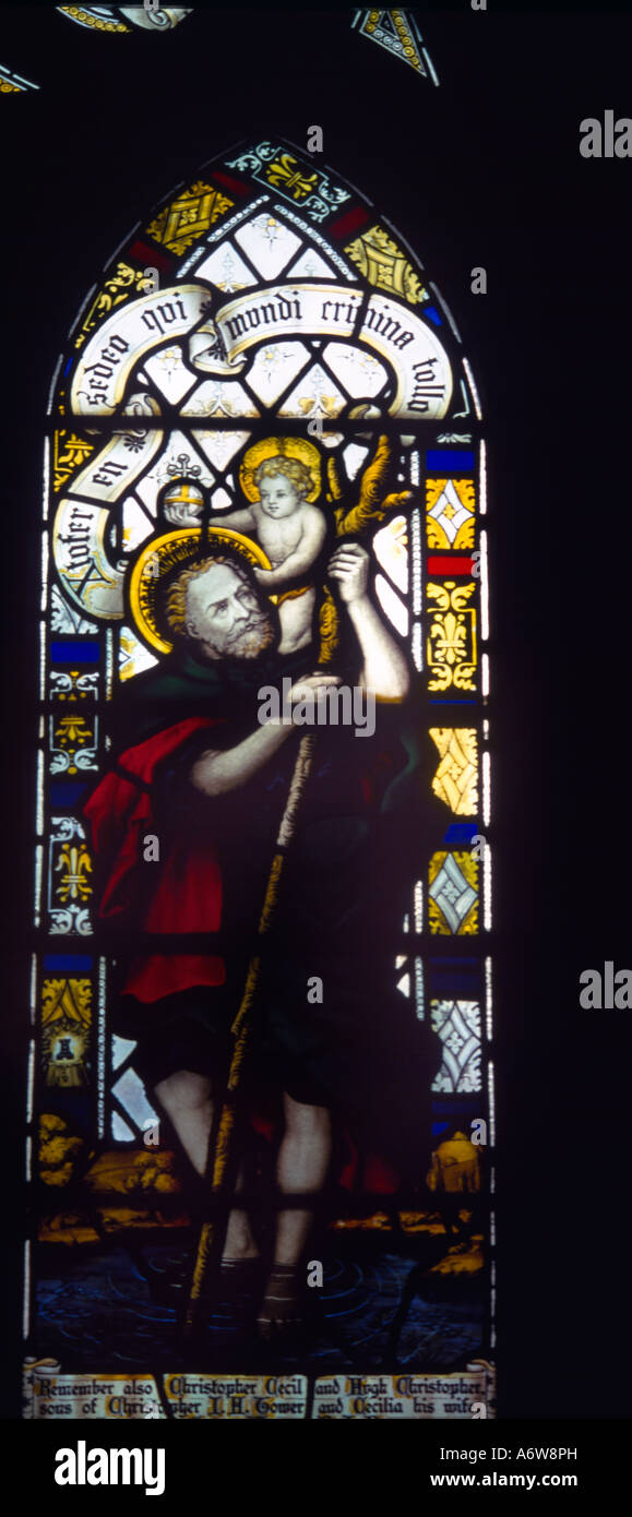 Saint Christopher patrono dei viaggiatori St Peters Chiesa Parrocchiale a sud del Weald Essex Foto Stock