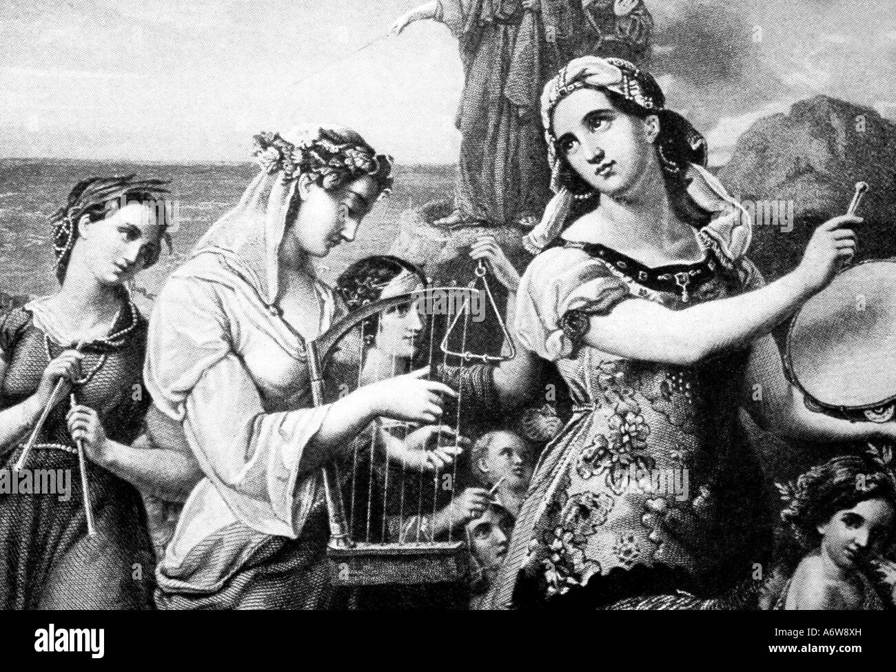 Miriam la Profetessa con il suo Tambourine (Esodo) dall'Antico Testamento Foto Stock
