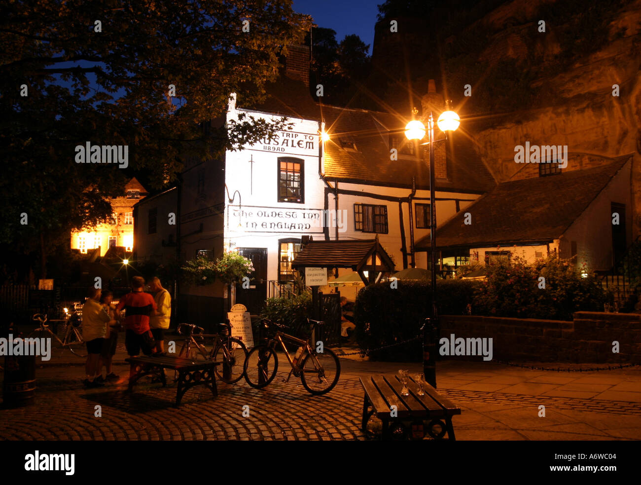 Il viaggio a Gerusalemme, Public House in Nottingham ai piedi del castello di Nottingham discutibilmente il più antico pub nel Regno Unito Foto Stock