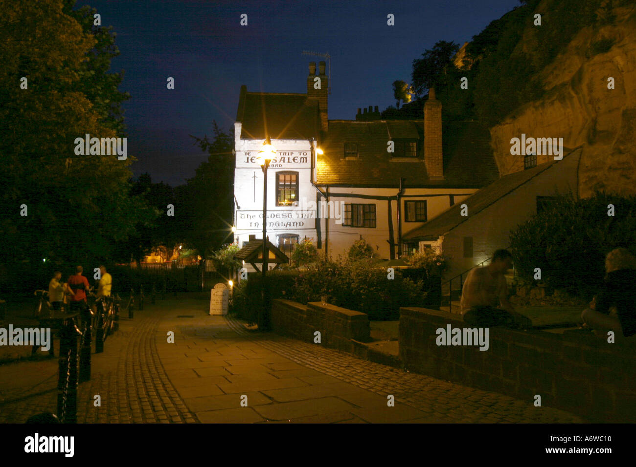 Il viaggio a Gerusalemme, Public House in Nottingham ai piedi del castello di Nottingham discutibilmente il più antico pub nel Regno Unito Foto Stock