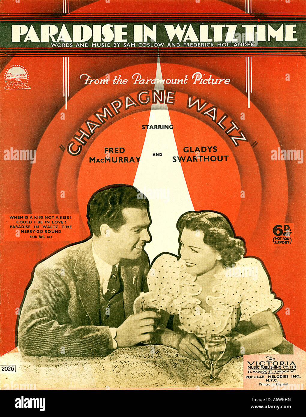 Champagne Waltz Paradiso in waltztime canzone da 1937 il set del film di Vienna che starring Fred MacMurray Foto Stock