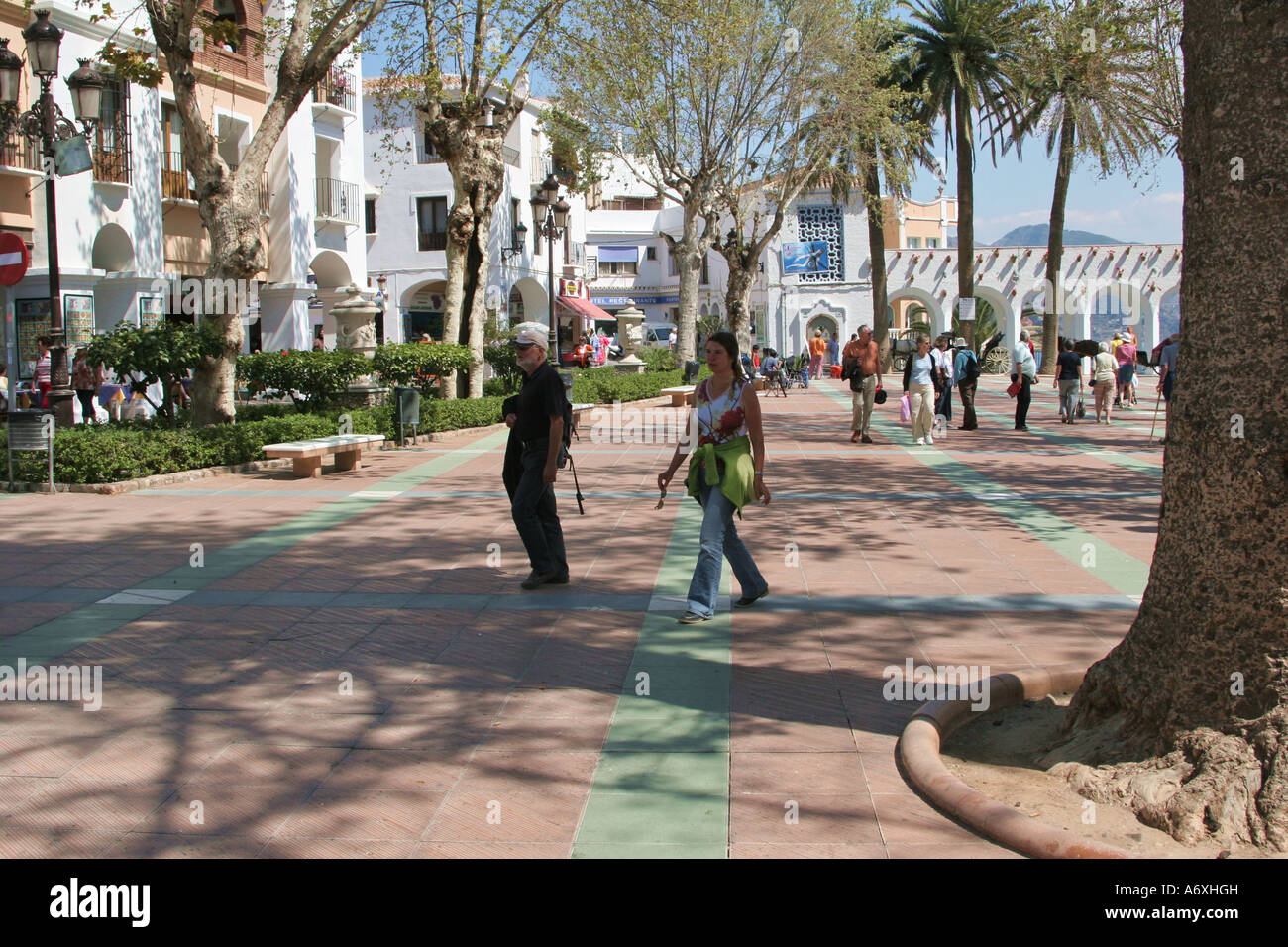 Plaza a Nerja, Andalusia costa del sol Foto Stock