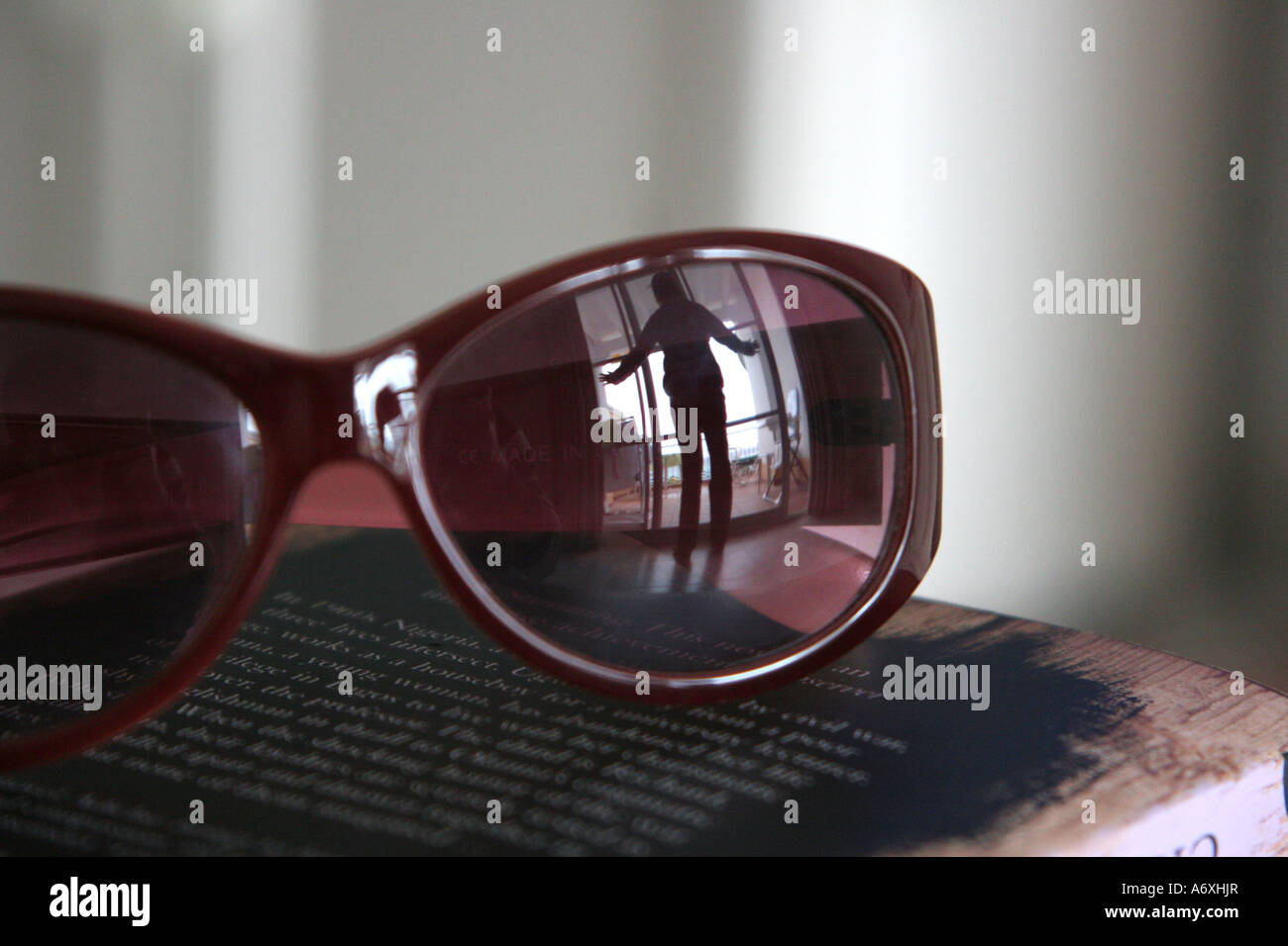 La riflessione in occhiali da sole Foto Stock