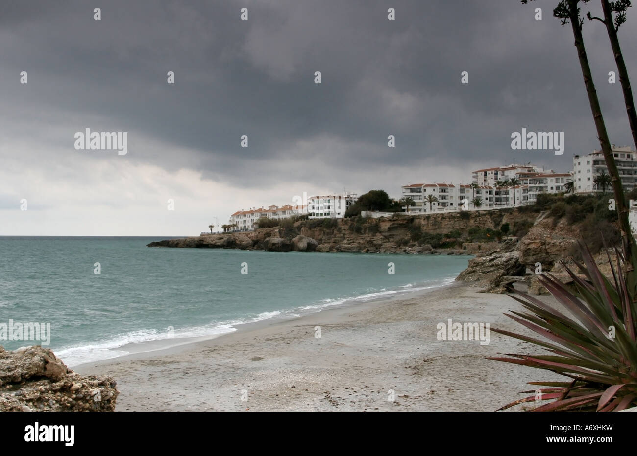 Storm brewing in Spainsh resort Foto Stock