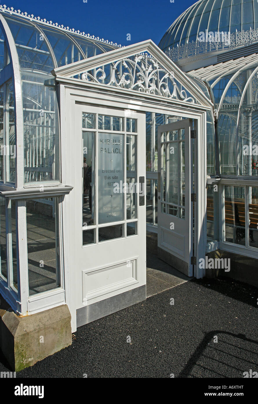Porta di ingresso al palazzo di kibble Glasgow Botanic Gardens Foto Stock