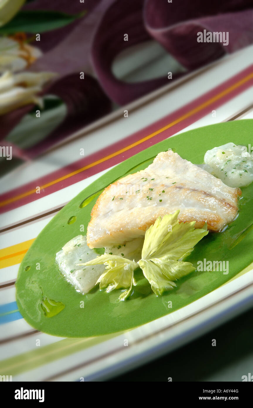 Rombo grigliato con bietole Foto Stock