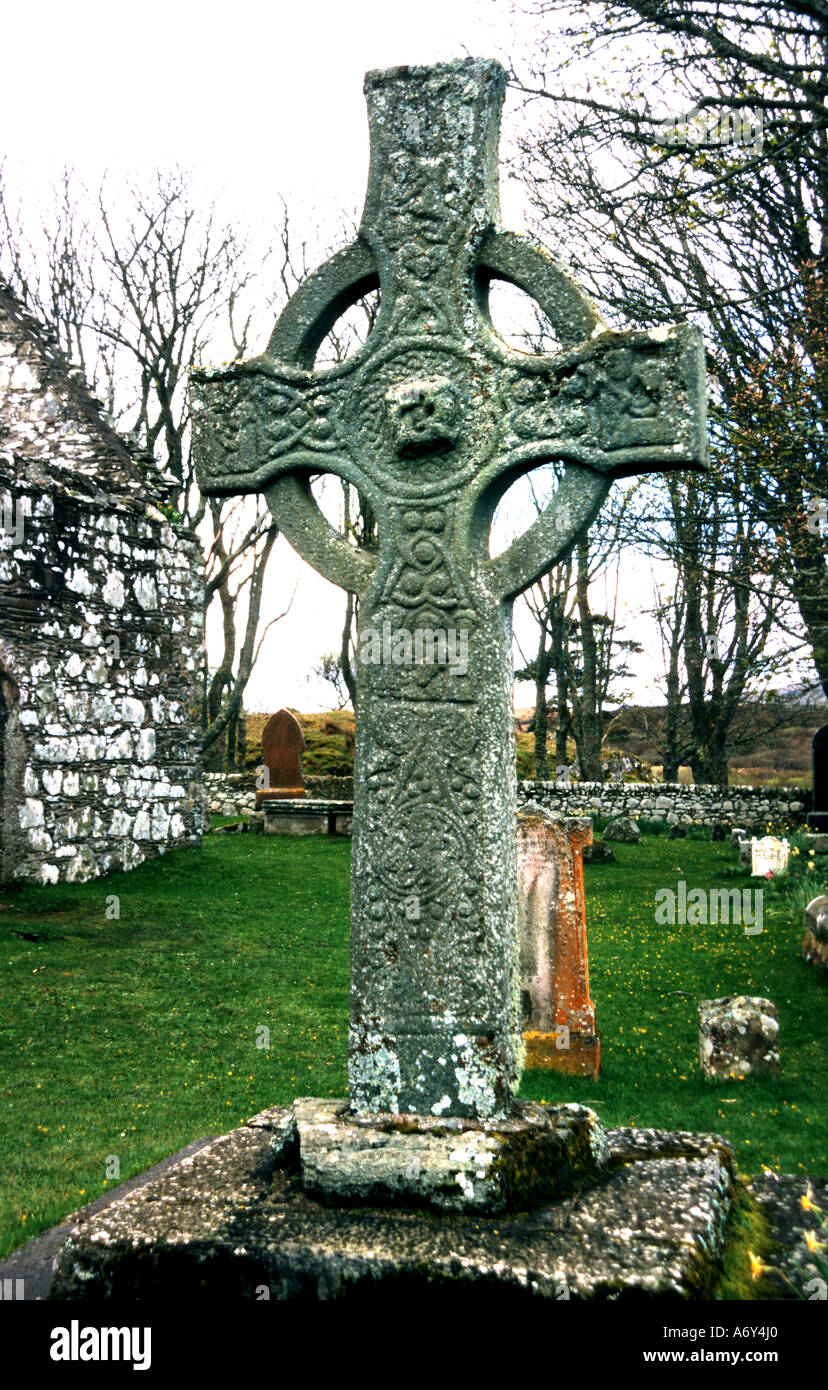 Kildaton Celtic Cross Islay Ebridi Scottish Scozia Scotland Foto Stock