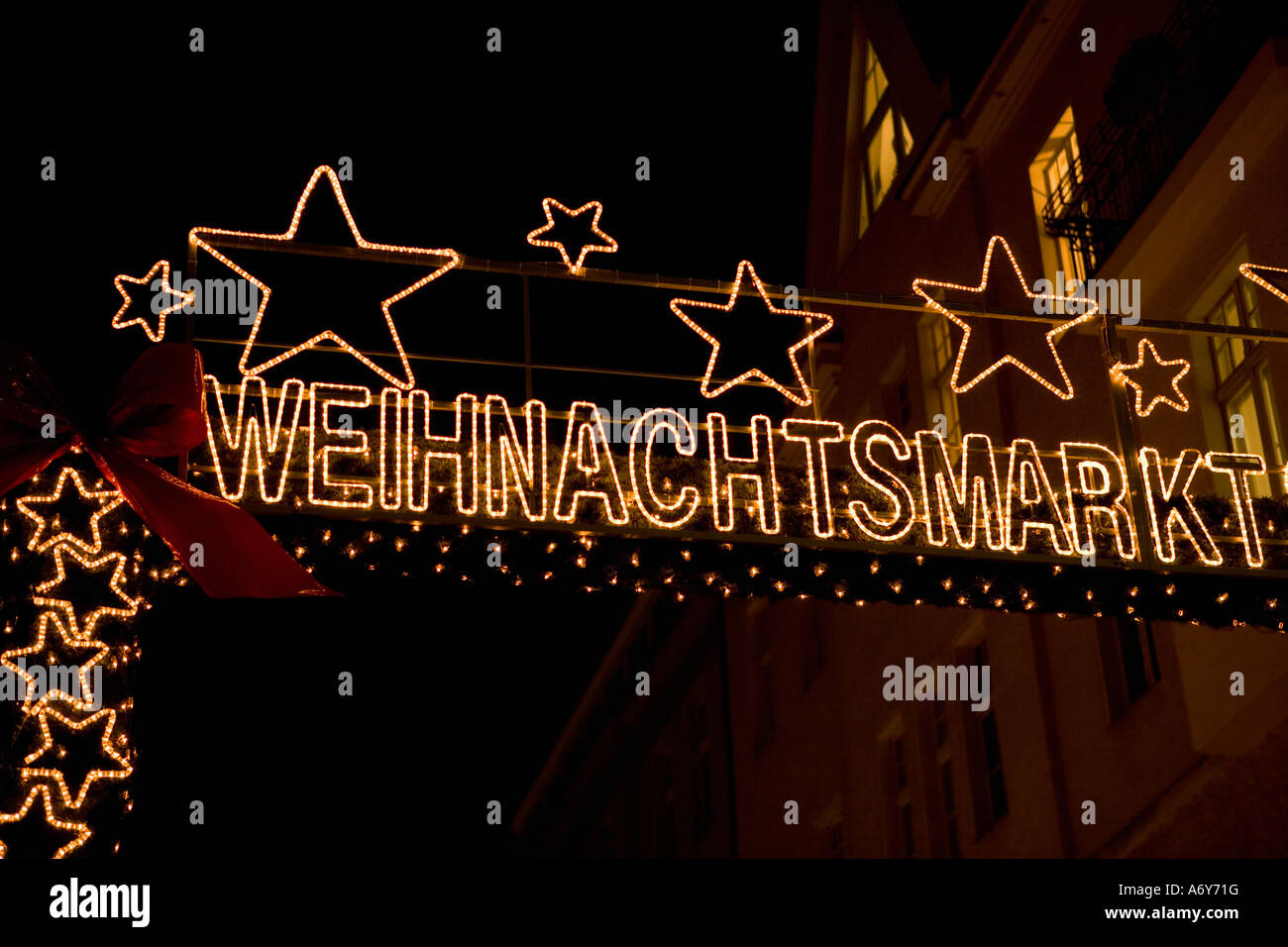 Mercato di Natale segno Berlino Germania Foto Stock