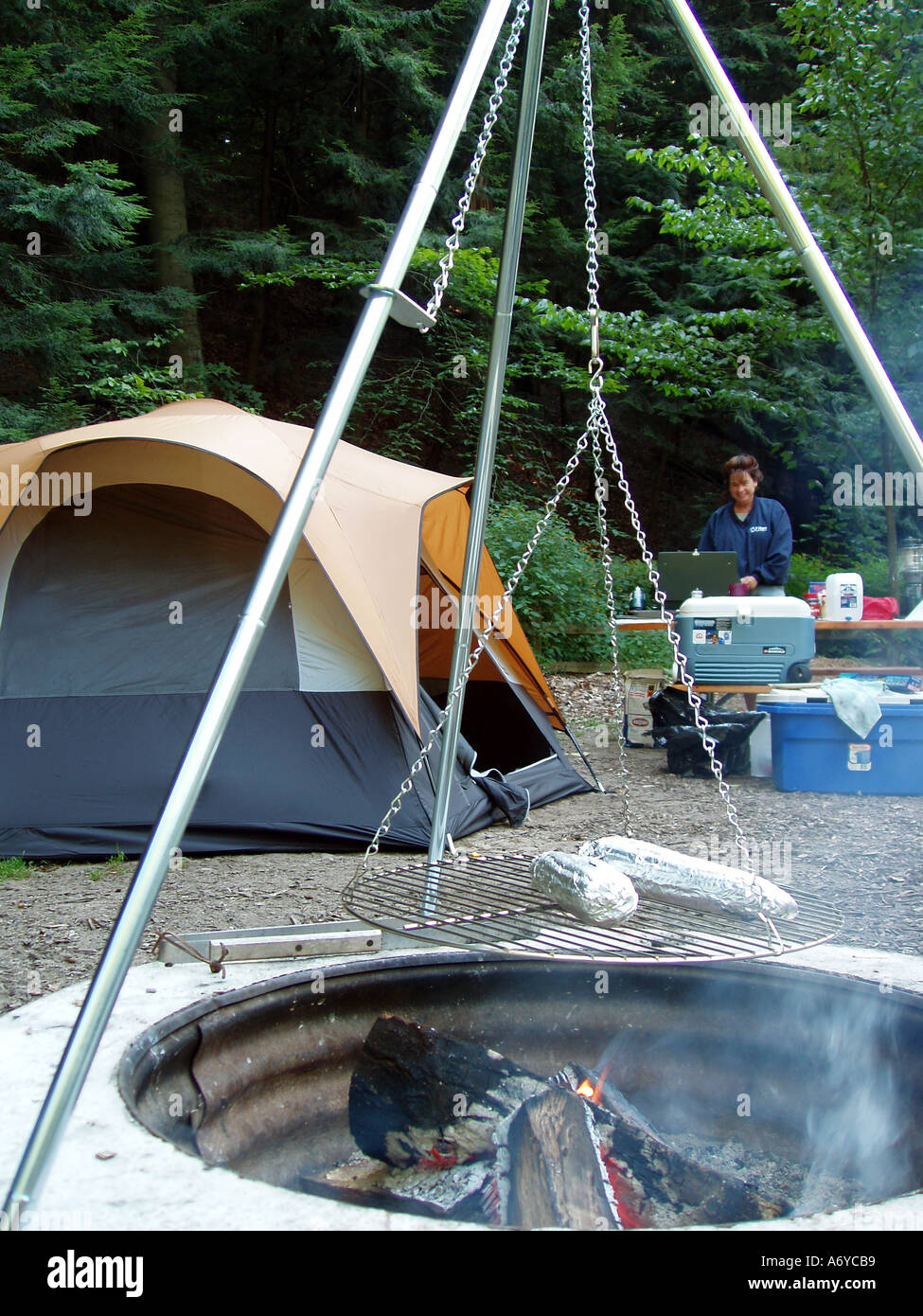 Campeggio in Michigan State Park Foto Stock