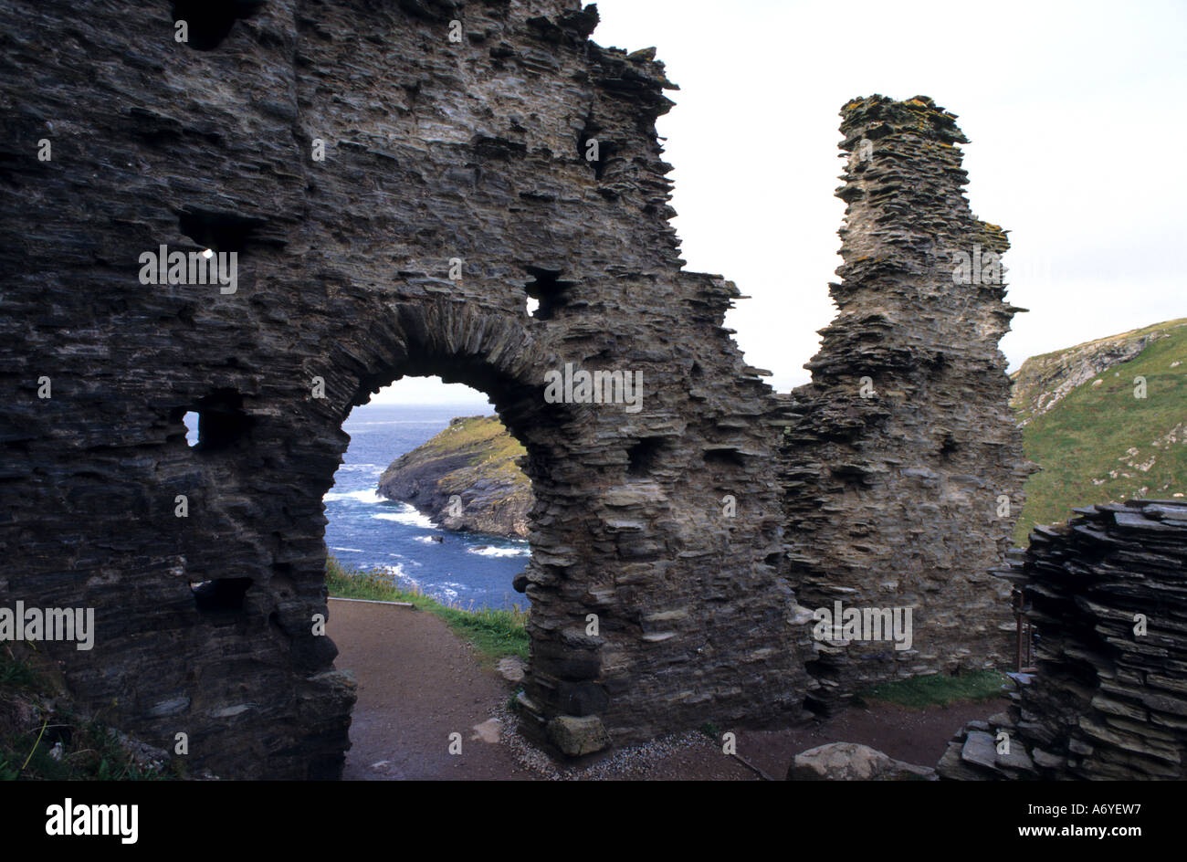 Tintagel Re Artù Castello Cornwall Inghilterra Foto Stock