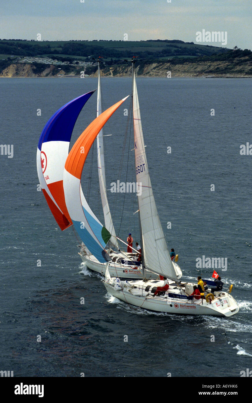 Il canale Yacht regata in barca a vela vela Inghilterra Foto Stock