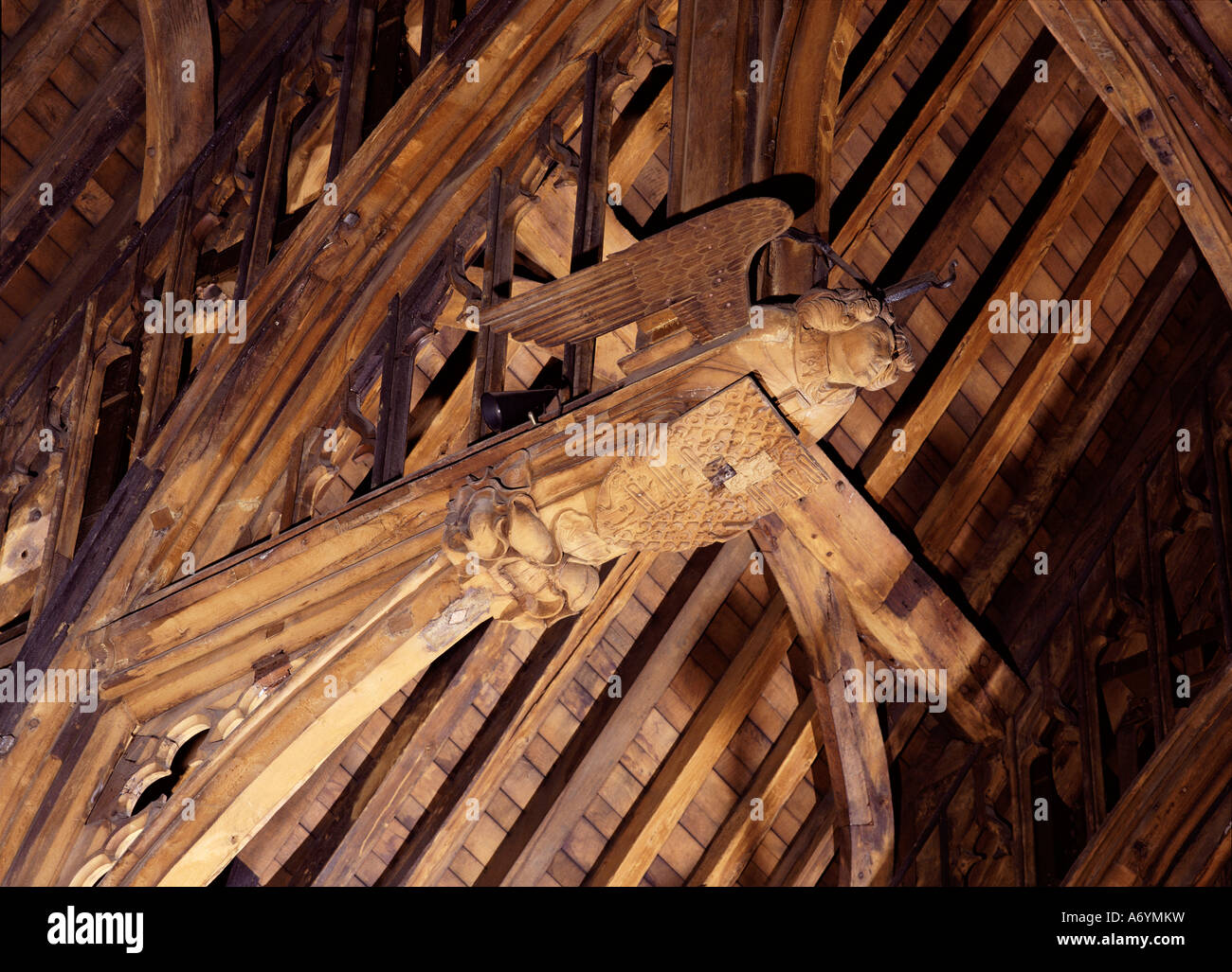 Dettaglio del carving Westminster Hall ospita il parlamento di Westminster a Londra England Regno Unito Europa Foto Stock
