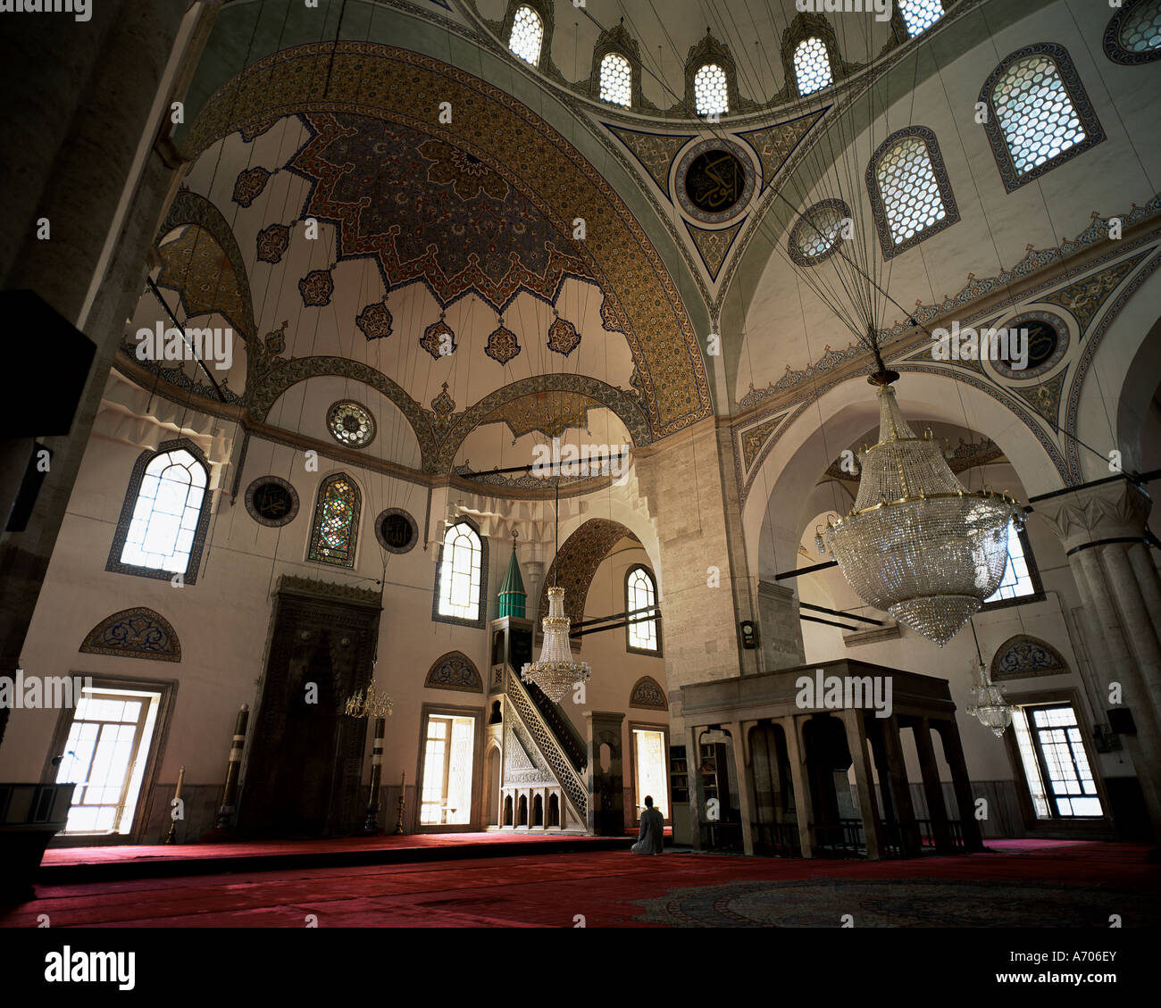 Interno della moschea Selimiye Konya Anatolia Turchia Eurasia Foto Stock