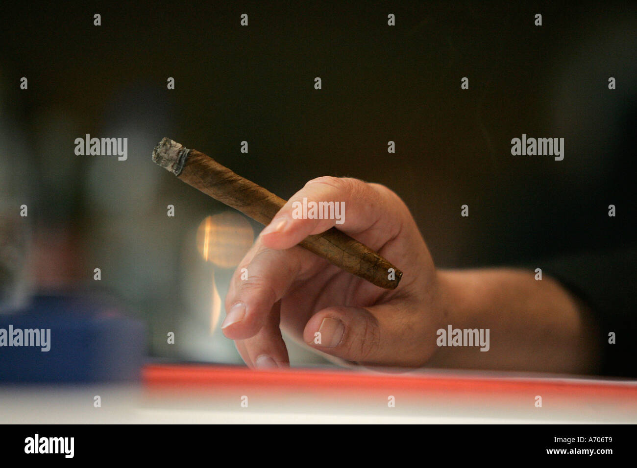 Il sigaro fumatore a riunione anniversario della federazione dei coltivatori di tabacco di Baden Foto Stock