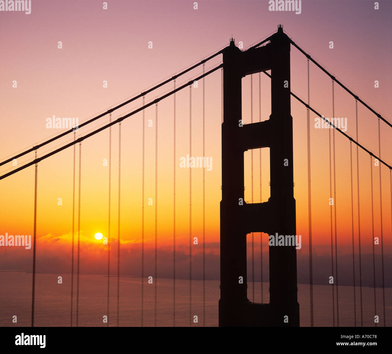 " Golden Gate Bridge' 'Sun' Francisco California USA Foto Stock