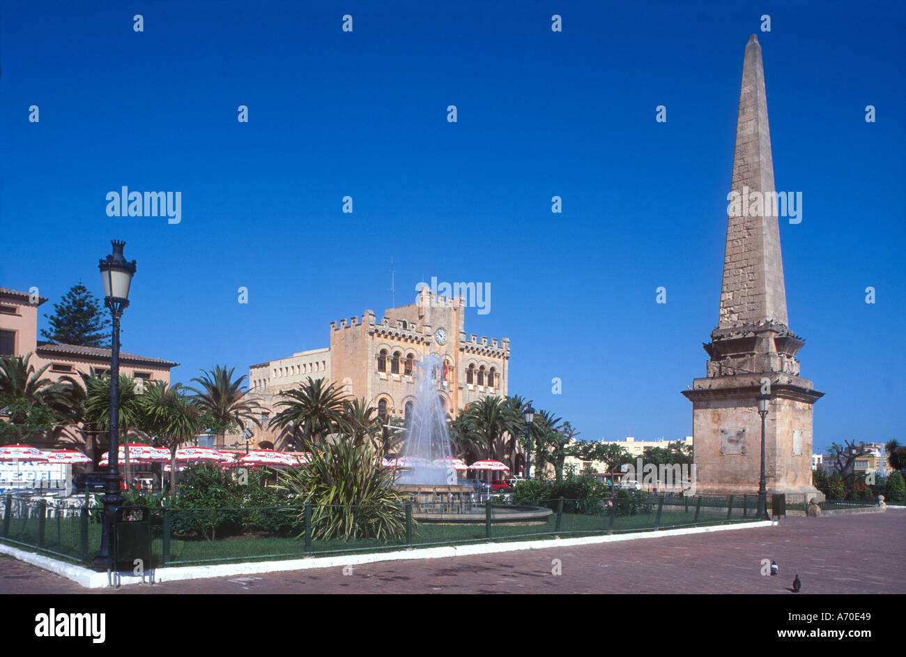 Minorca spagna isole Baleari Plaza des sostenuti Ayuntamiento Ciutadela Foto Stock
