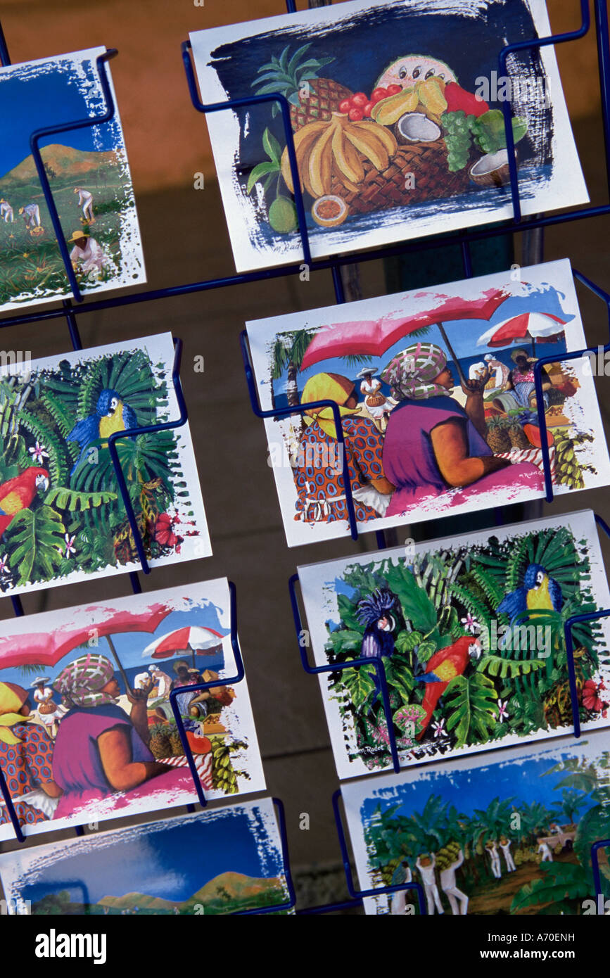 Cartoline colorate per la vendita della Martinica Piccole Antille West Indies Caraibi America Centrale Foto Stock