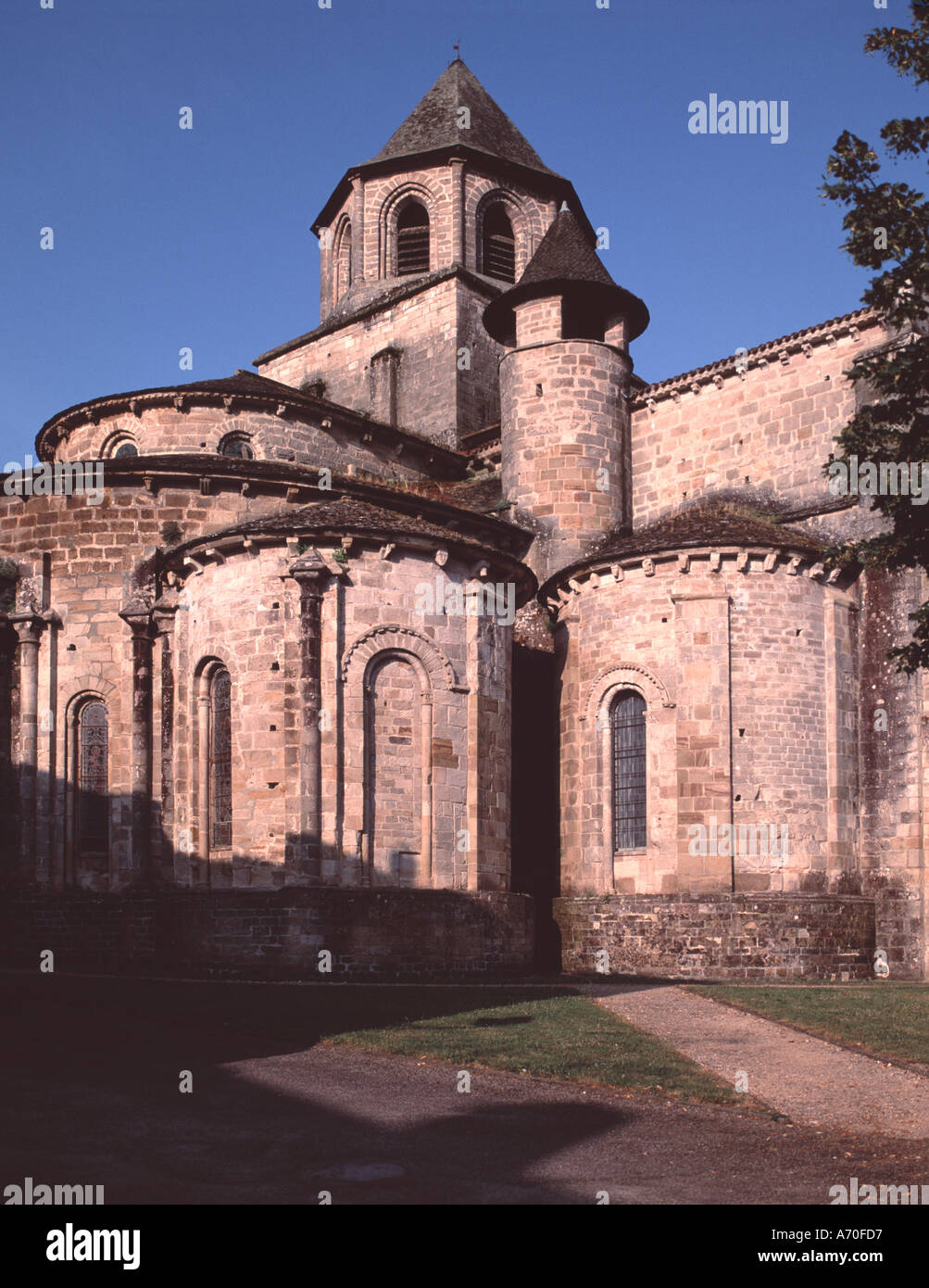 La chiesa romanica a Beaulieu sur Dordogne Foto Stock