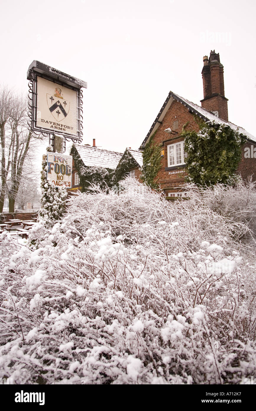 Cheshire inverno Stockport Woodford Davenport bracci nella neve Foto Stock