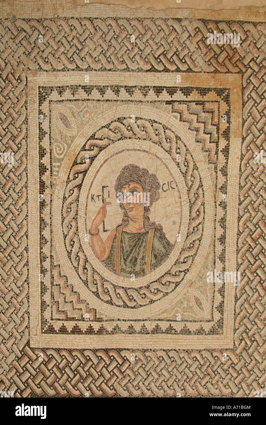 Mosaico di Paphos pafos archeologia romana sito archeologico scavo Cipro greco cipriota grecia Europa Mediterranea stone Foto Stock
