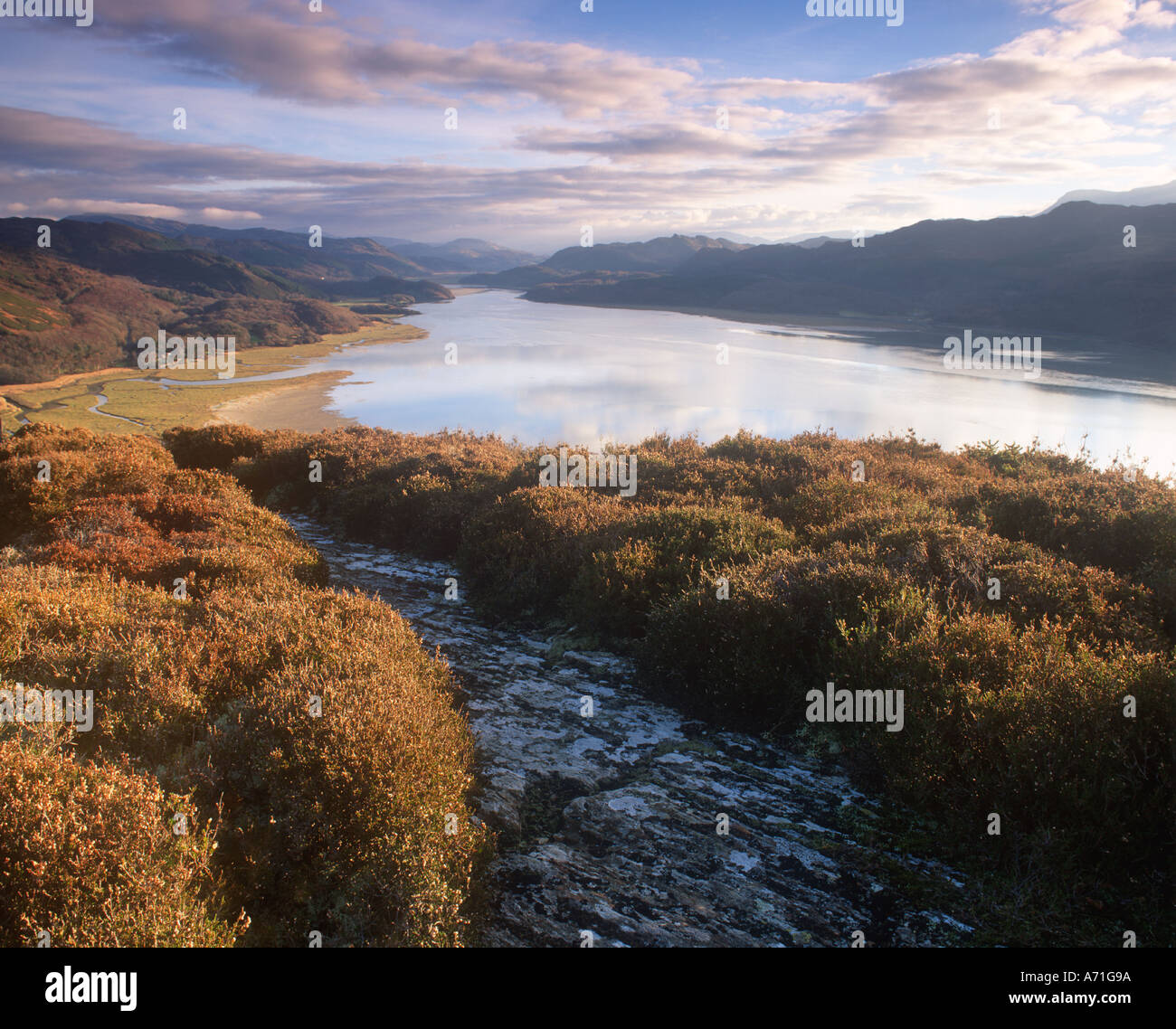 Mawddach Estuary vicino a Blaenau Ffestiniog North West Wales Foto Stock