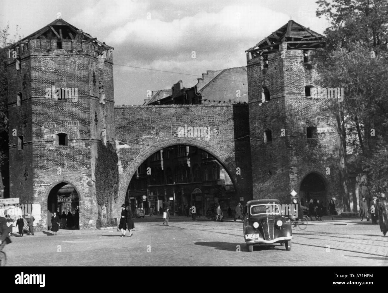 Eventi, dopoguerra, città distrutte, Monaco, porta Sendlinger, circa 1948, Foto Stock
