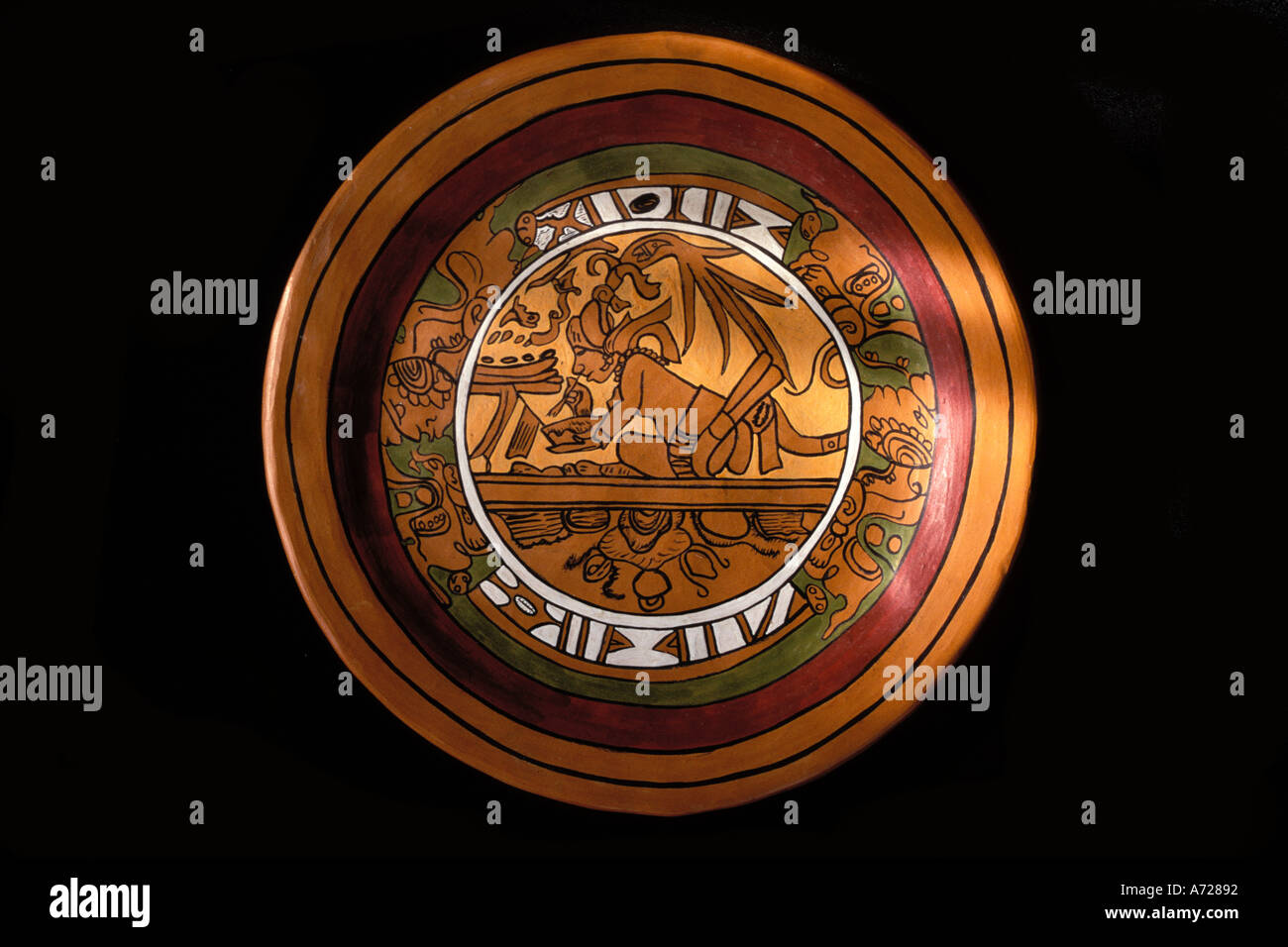 Arte Maya Maya, ceramica scriba visione di scrittura Foto Stock