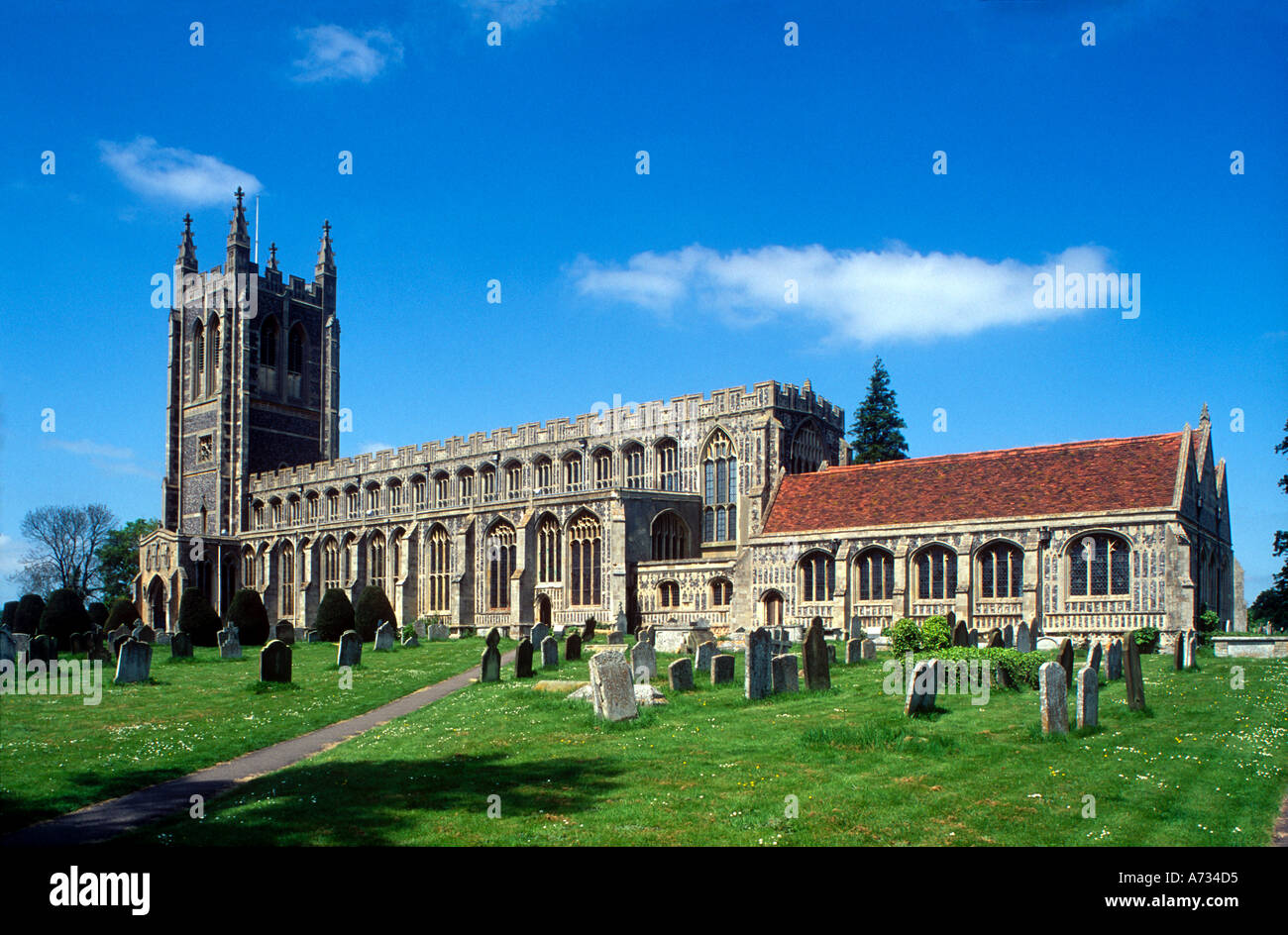 Chiesa della Santa Trinità Long Melford Suffolk in Inghilterra Foto Stock