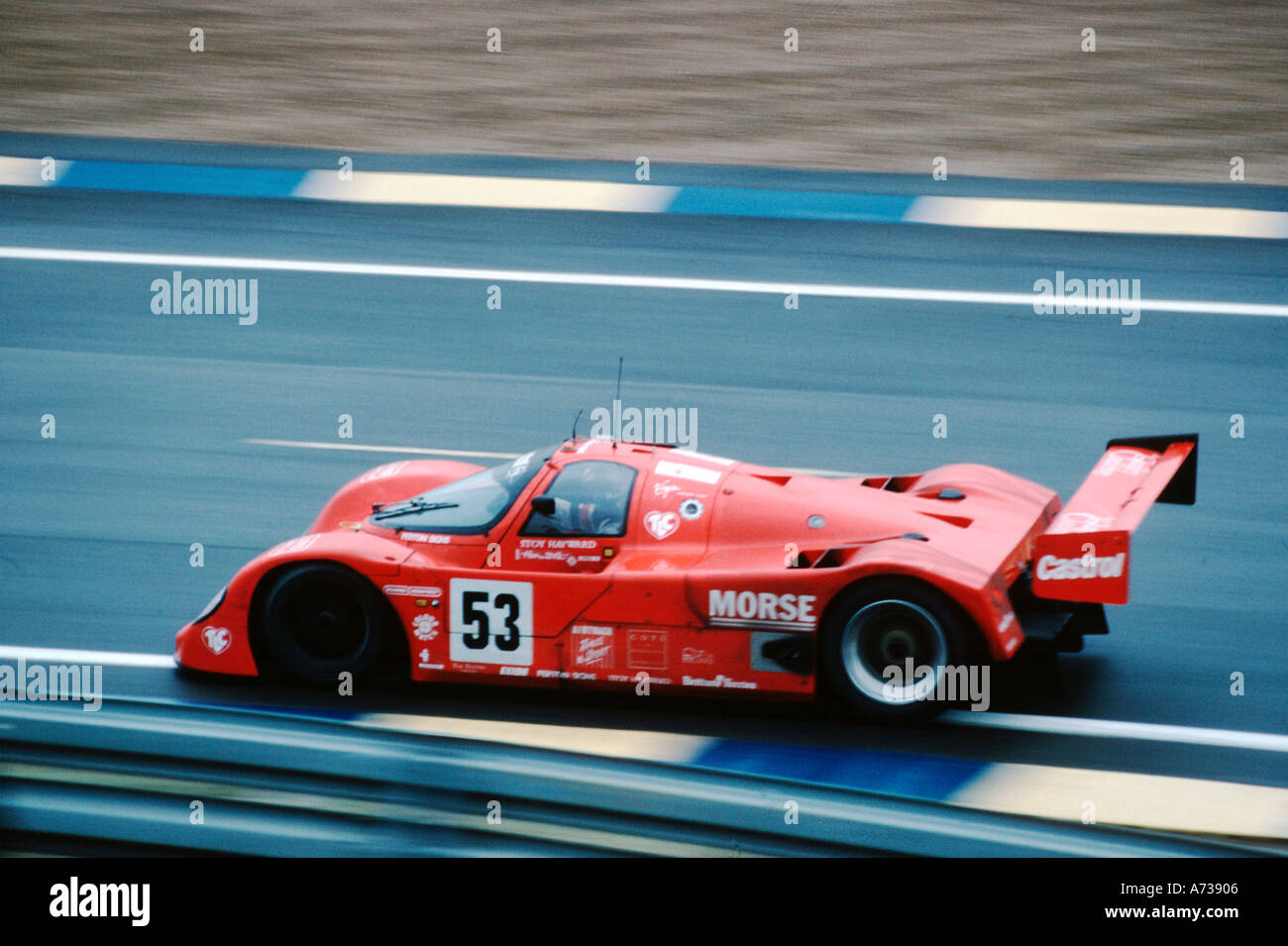 Auto a velocità durante il 1989 la 24 Ore di Le Mans gara Foto Stock Auto a velocità durante il 1989 la 24 Ore di Le Mans gara Foto Stock