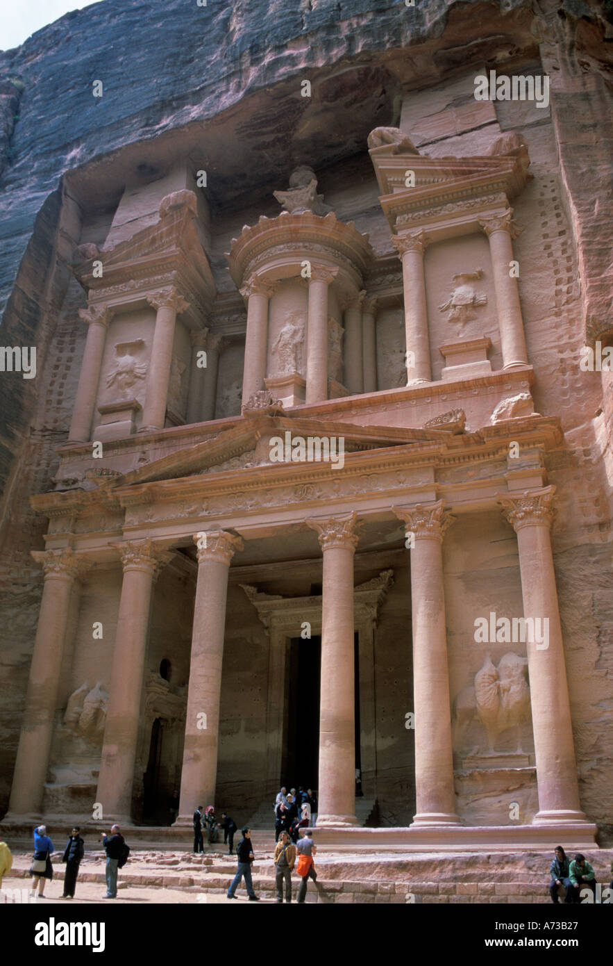 Giordania Petra Siq Al Khazna faraoni tomba Foto Stock