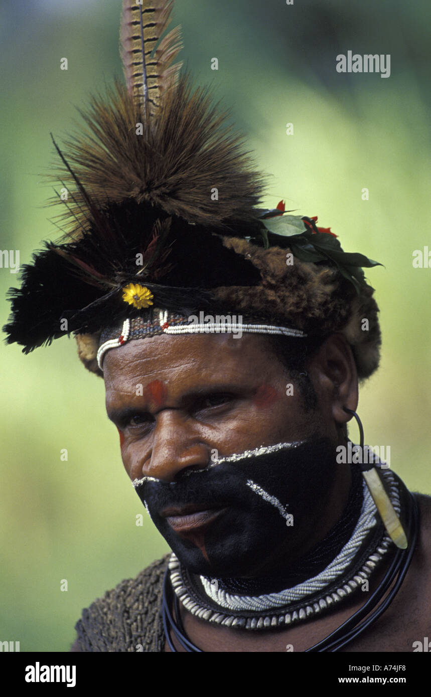 Asia, Papua Nuova Guinea, Highland territorio. Huli Wigman. Foto Stock