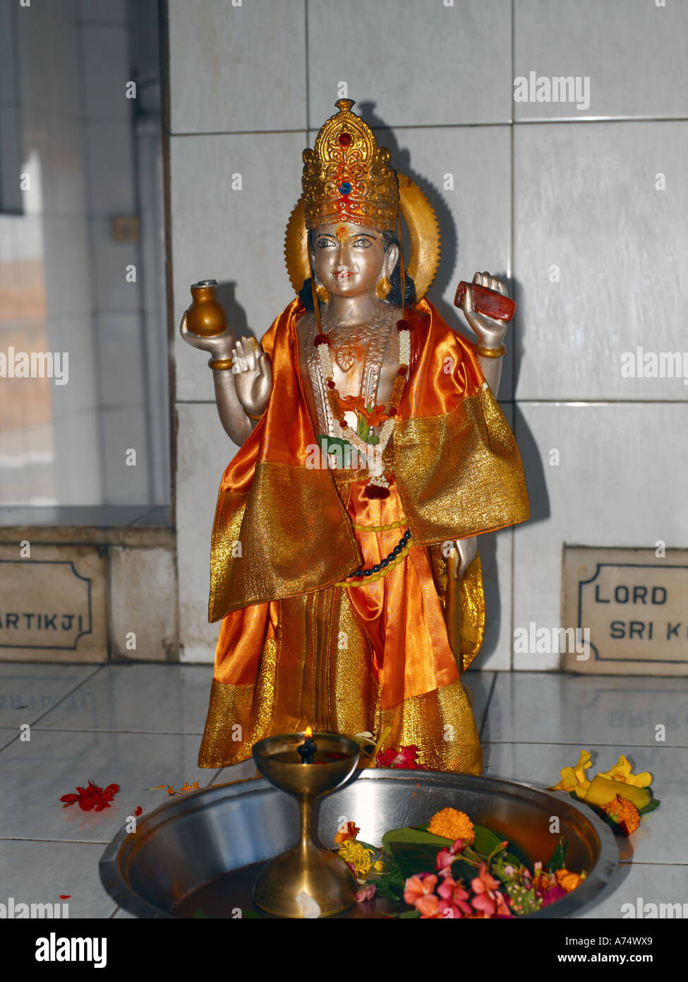 Grand Bassin Maurizio Statua di Kuberji dio locale Foto Stock