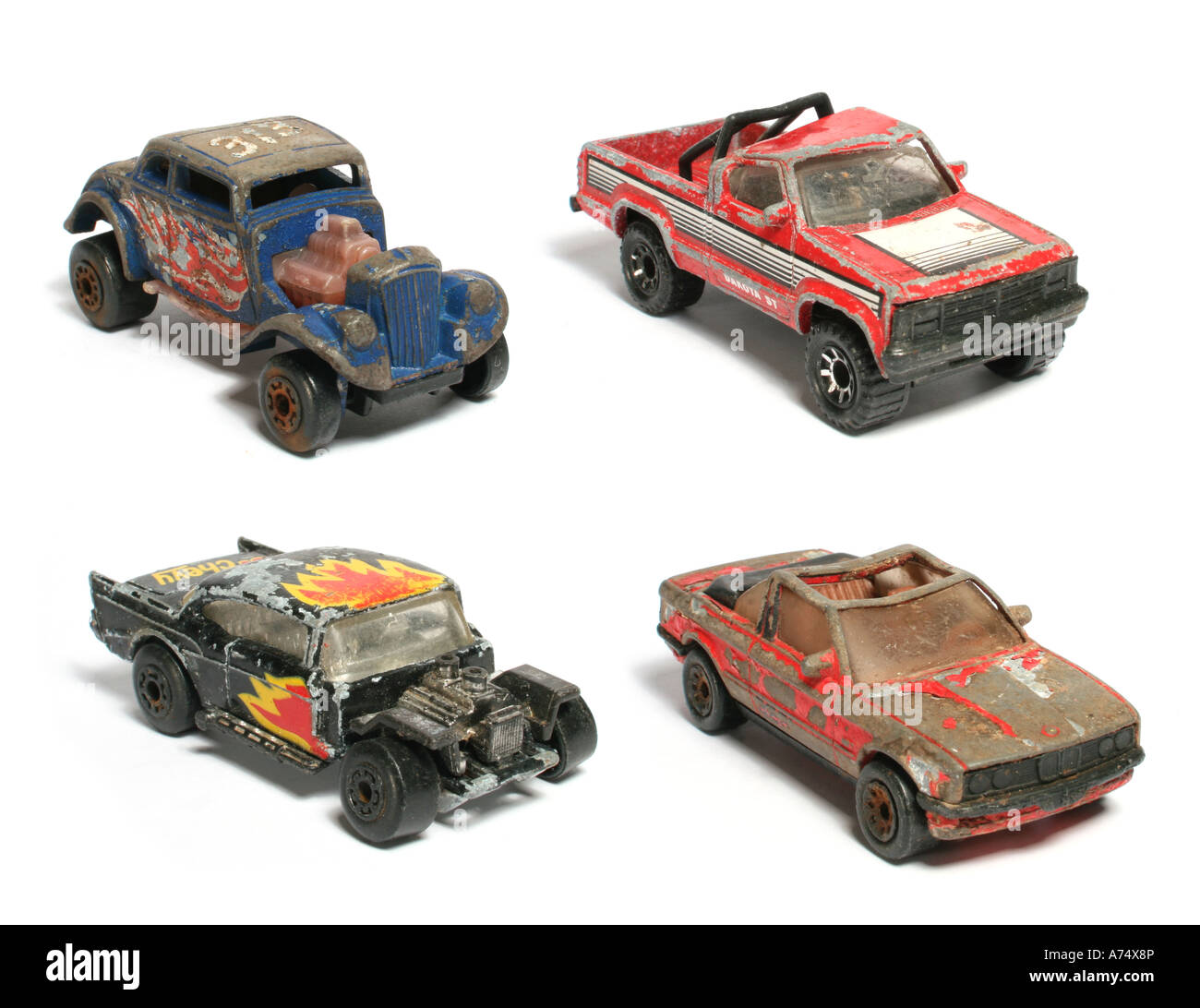 Battere automobili giocattolo Foto Stock