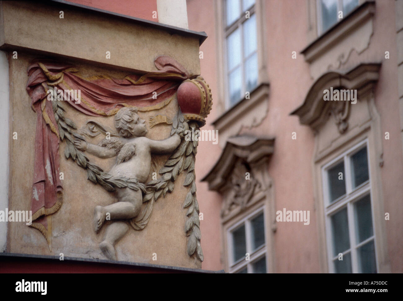 Decorazione architettonica nella Città Vecchia di Praga Repubblica Ceca Foto Stock