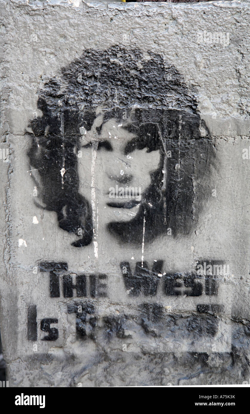 'L'Occidente è la migliore", Jim Morrison stensil, La Paz, Bolivia, Sud America Foto Stock