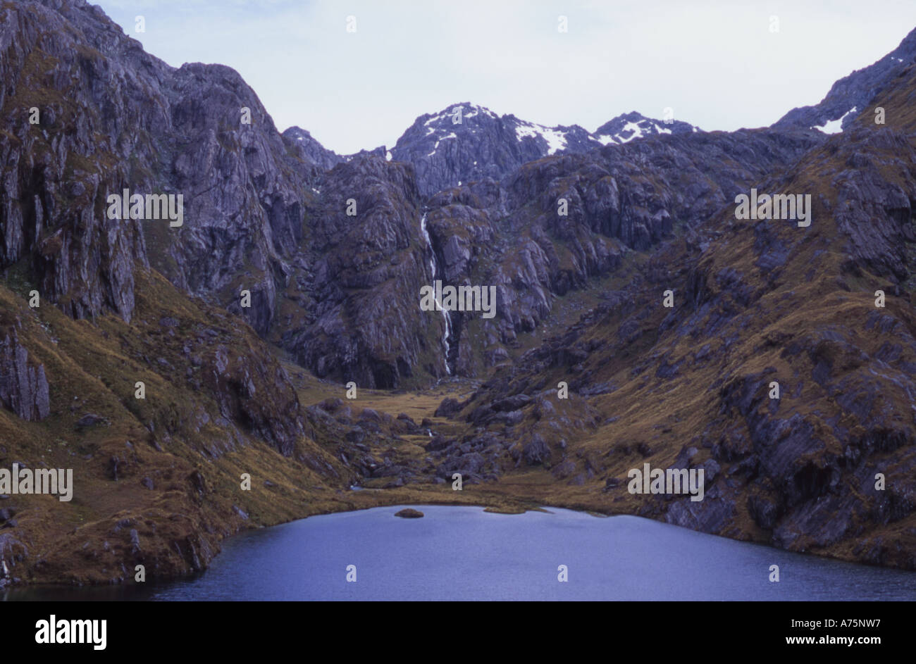 Il lago di Harris Valle del Troll Il Routeburn via Mt Aspiring National Park Isola del Sud della Nuova Zelanda Foto Stock