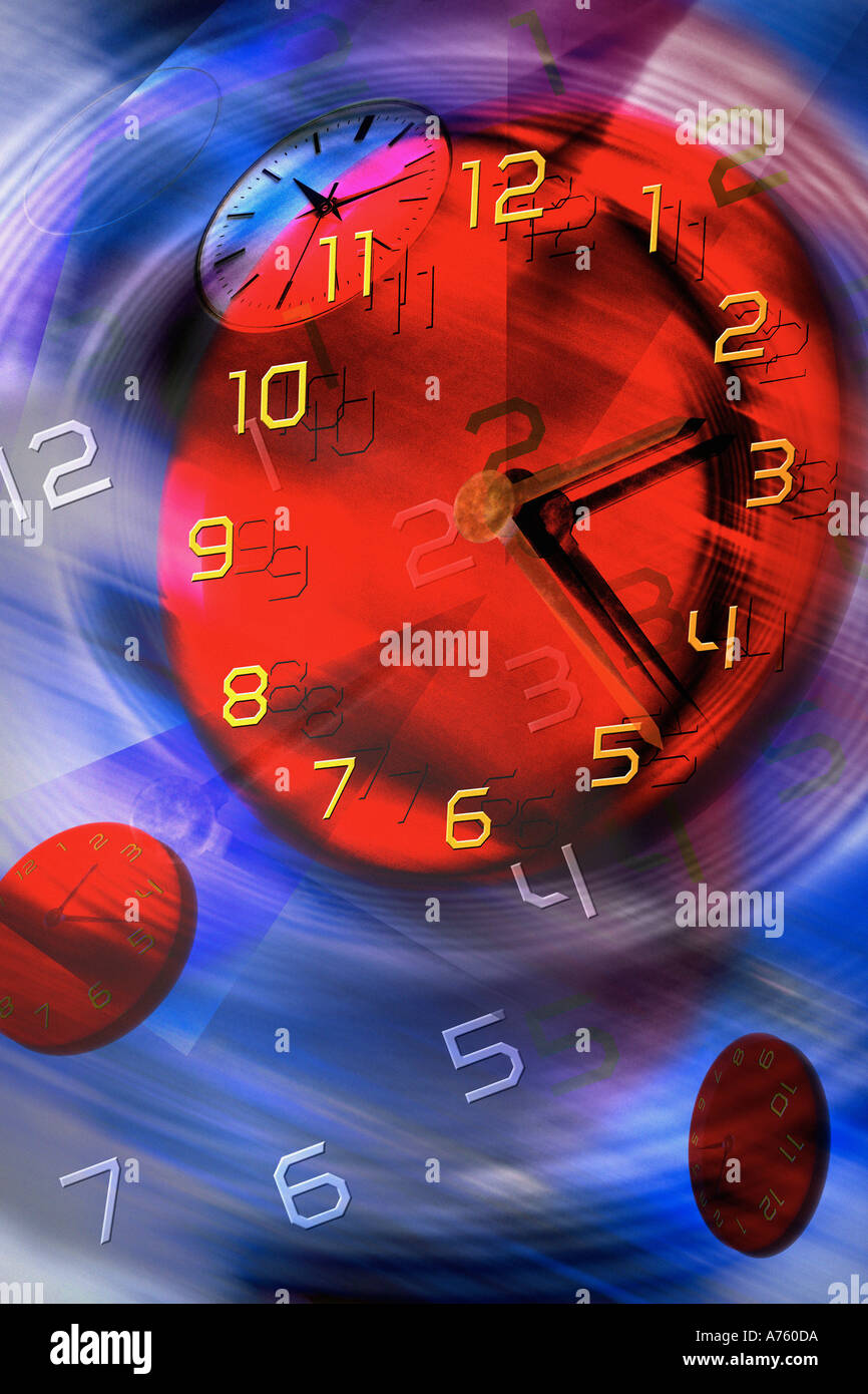 Orologio colorato in movimento Foto Stock