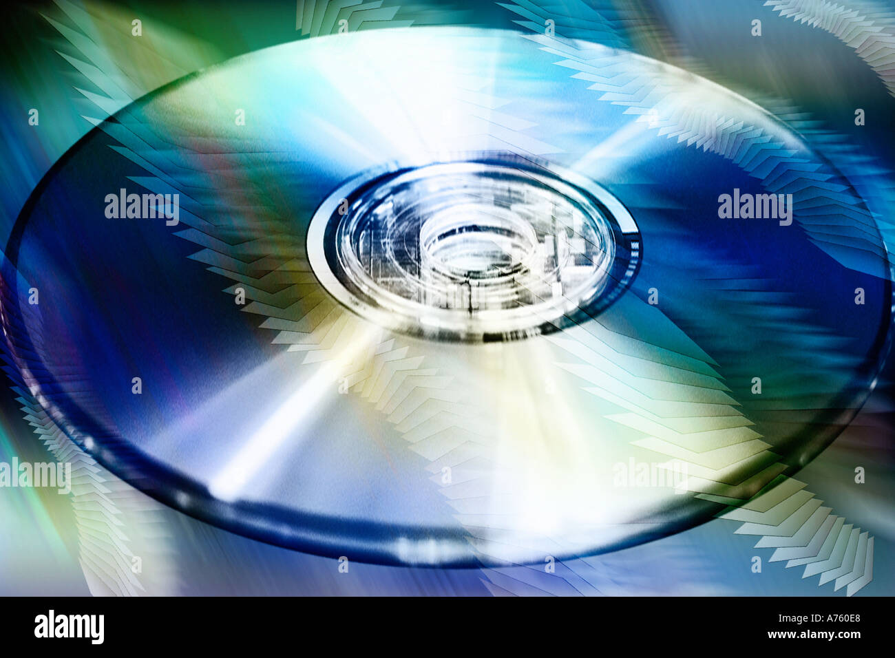 DVD e CD ROM su sfondo flottante Foto Stock