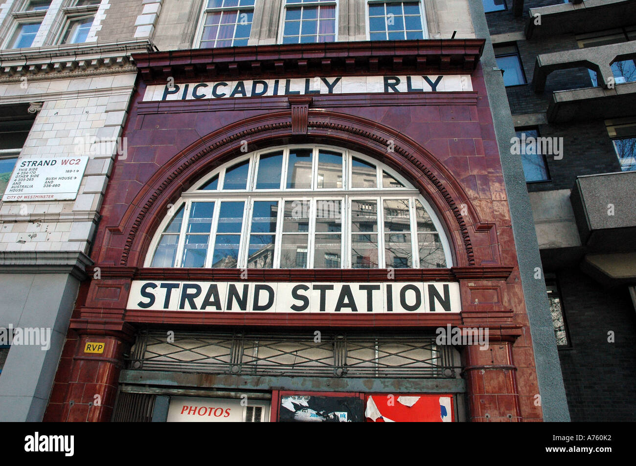Strand Stazione della Metropolitana- non più in uso.London REGNO UNITO Foto Stock