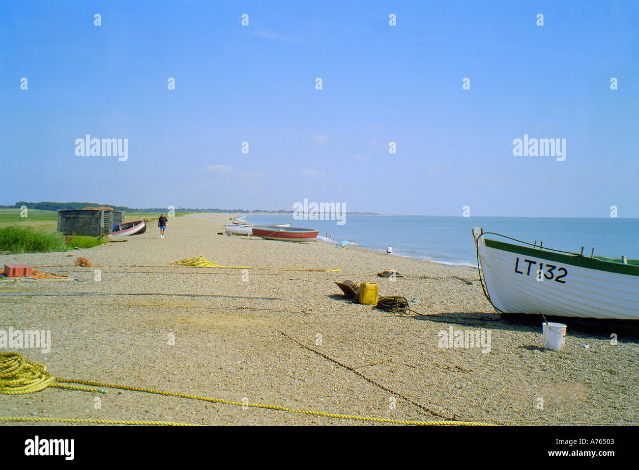 Barca da pesca Dunwich Beach in Suffolk Foto Stock