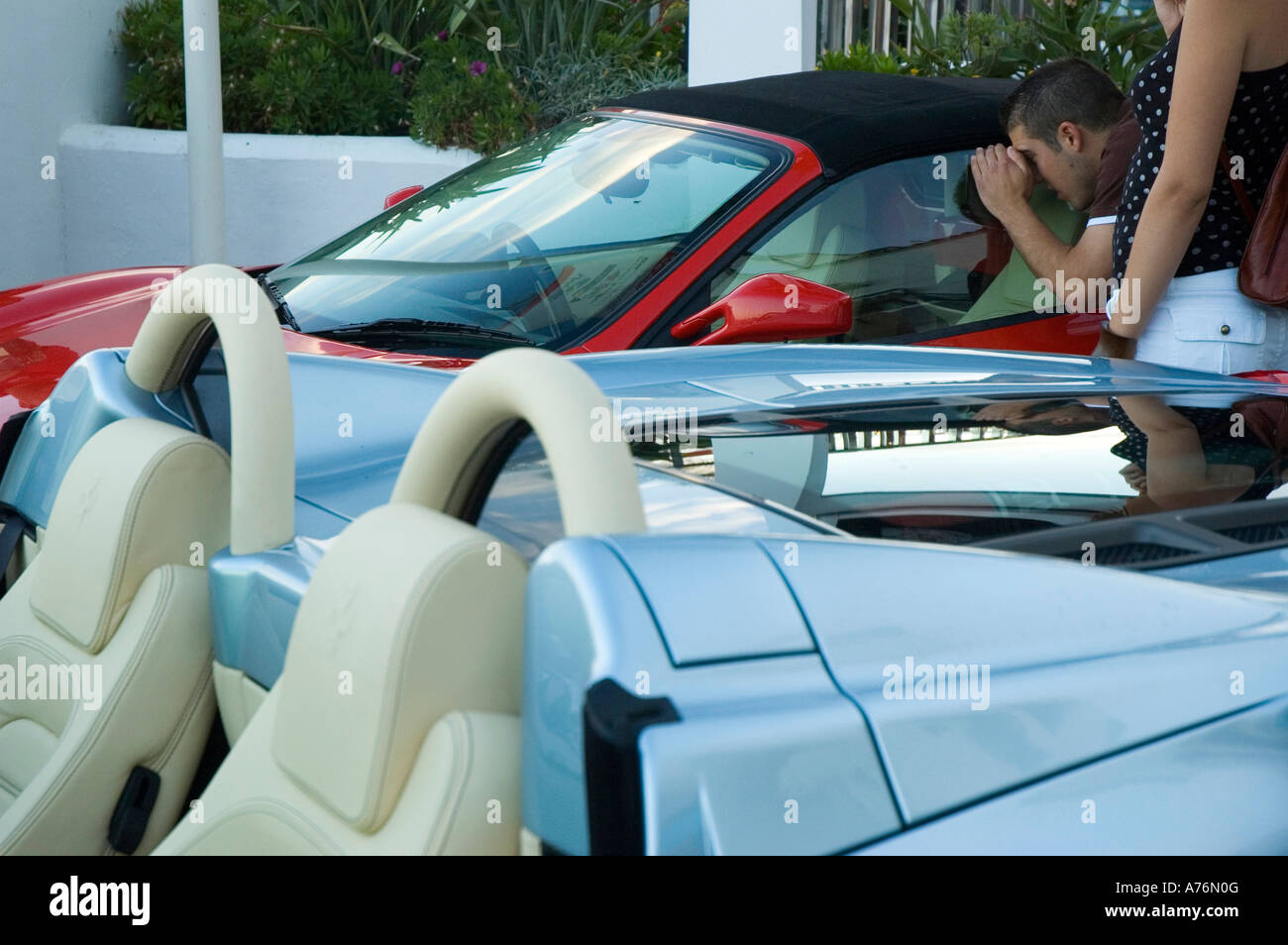 Ferraris in Puerto Banus a Marbella Provincia di Malaga Regione Andalusia Spagna Foto Stock