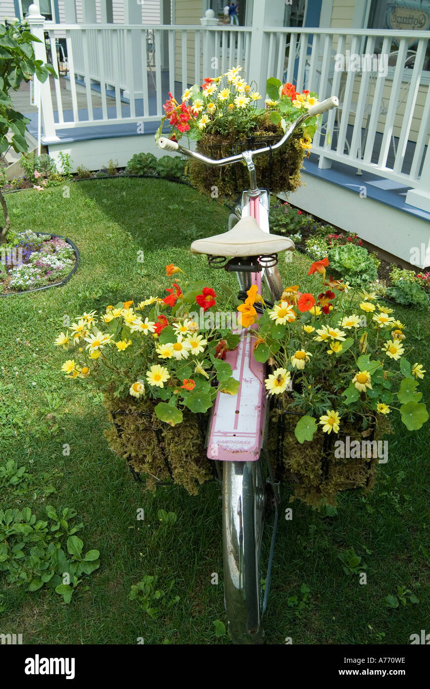 Isola di Mackinac, Michigan, Stati Uniti d'America - paese fiori Foto Stock