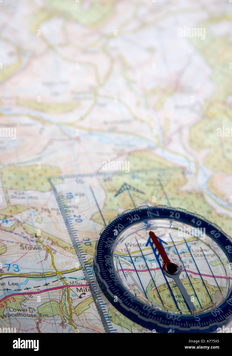 Mappa e bussola Foto Stock