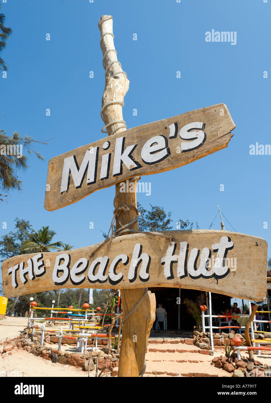 Mike's Beach Hut, una capanna sulla spiaggia di Mobor, Colva, Goa Sud, Goa, India Foto Stock