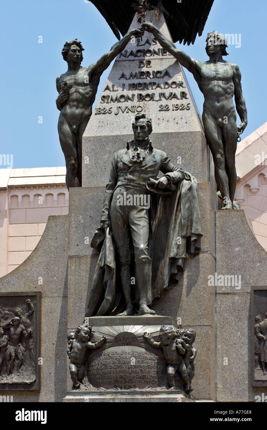 Simon Bolivar monumento in Panama City Quartiere Vecchio questa è l'unica statua di Bolivar che lo ritrae in abiti civili Foto Stock